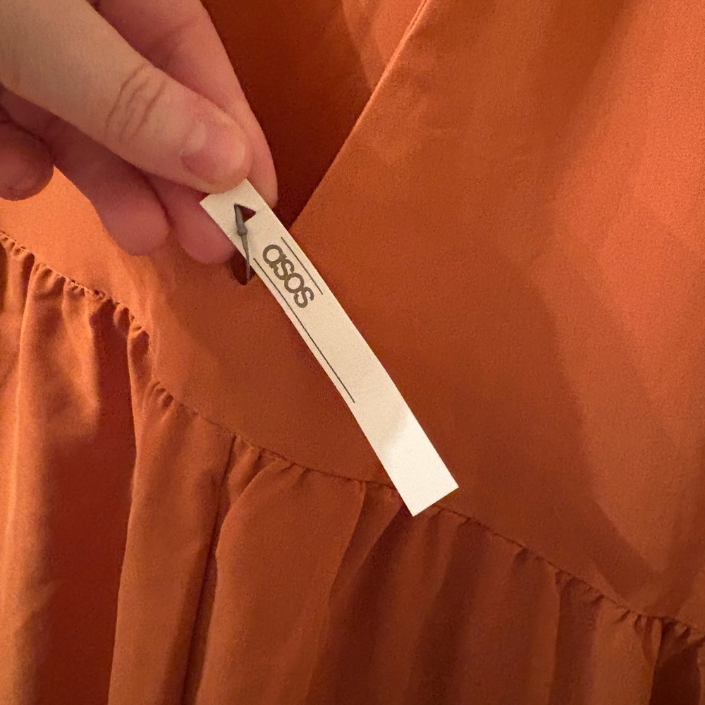 NWT ASOS Boho Minimalist Rust Orange Sleeveless Wide Leg Jumpsuit US 6 - Picture 6 of 8